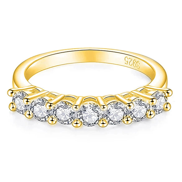 Wholesale S925 Silver Moissanite Ring With Geometric Seven Star Row Design Electroplated For Women