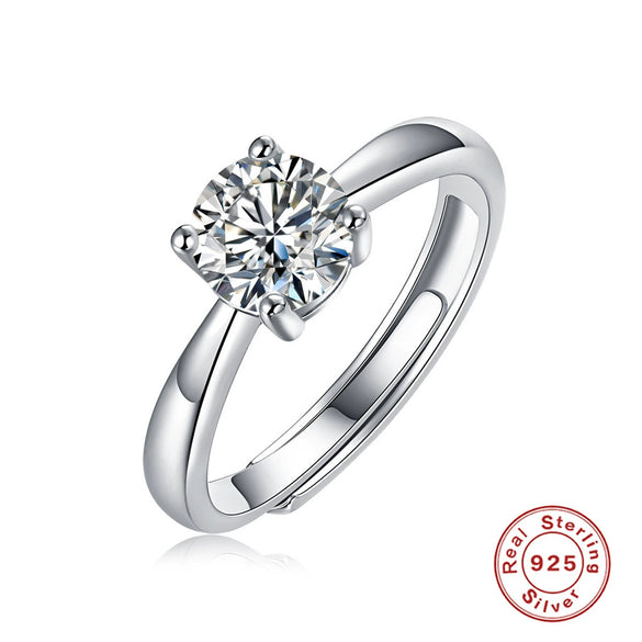 Wholesale S925 Silver Moissanite Ring With Straight Arm And Simple Four Claw Design Geometric Style Electroplated For Women