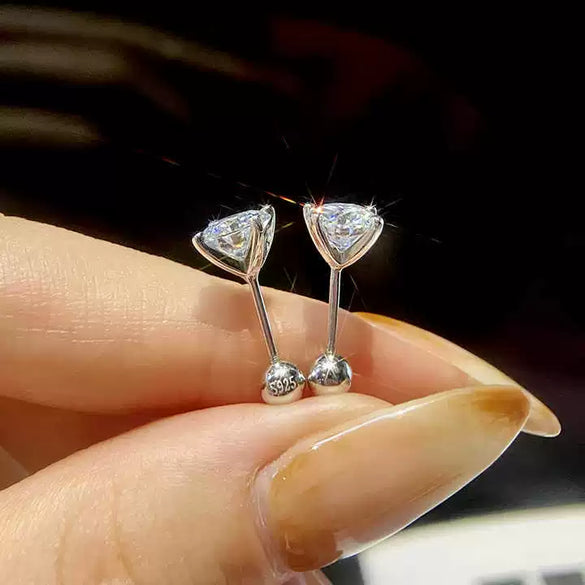 Wholesale S925 Silver Moissanite Simple Elegant Female Earrings With Four Claw Twist Bead Design And Geometric Pattern Electroplated