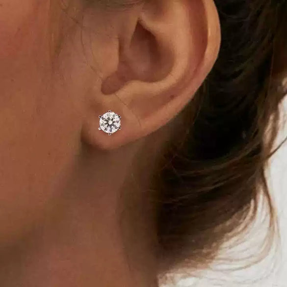 Wholesale S925 Silver Moissanite Simple Elegant Female Earrings With Four Claw Twist Bead Design And Geometric Pattern Electroplated