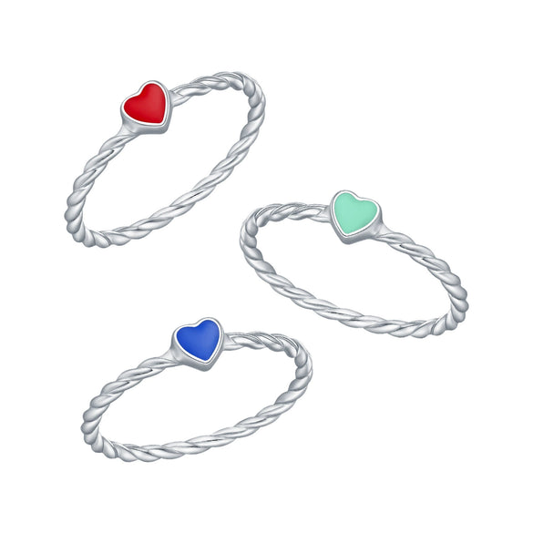 Wholesale S925 Silver Multicolor Enamel Heartshaped Ring For Women