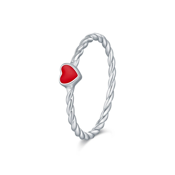 Wholesale S925 Silver Multicolor Enamel Heartshaped Ring For Women