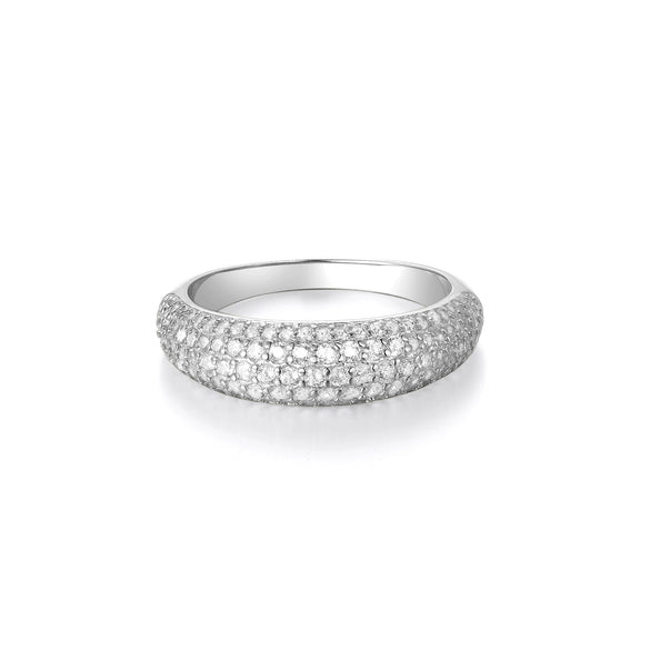 Wholesale S925 Silver Multirow Full Diamond Ring With Crown Pattern Electroplated Hiphop Stylish For Men And Women