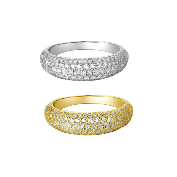 Wholesale S925 Silver Multirow Full Diamond Ring With Crown Pattern Electroplated Hiphop Stylish For Men And Women