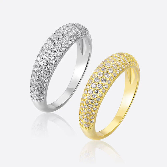 Wholesale S925 Silver Multirow Full Diamond Ring With Crown Pattern Electroplated Hiphop Stylish For Men And Women