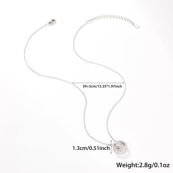 Wholesale S925 Silver Necklace Circle Set With Zircon Geometric Light Luxury Highend Clavicle Chain Electroplated For Women