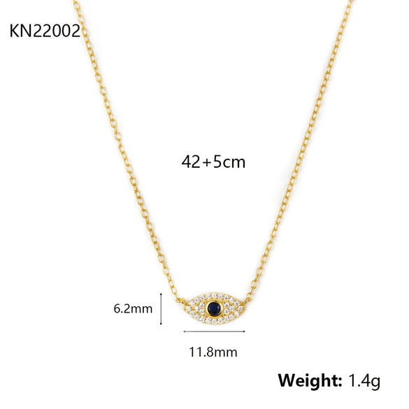 Wholesale S925 Silver Necklace With Devil's Eye Blue Eyes Design Simple Collarbone Chain Light Luxury Zircon Inlay Geometric Pattern