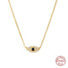 Wholesale S925 Silver Necklace With Devil's Eye Blue Eyes Design Simple Collarbone Chain Light Luxury Zircon Inlay Geometric Pattern