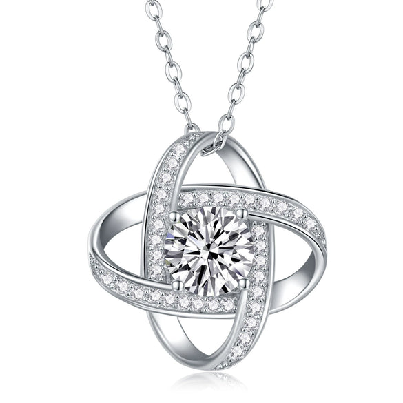 Wholesale S925 Silver Necklace With Geometric Moissanite Pendant And Cross Chain Fashion Women's Accessories