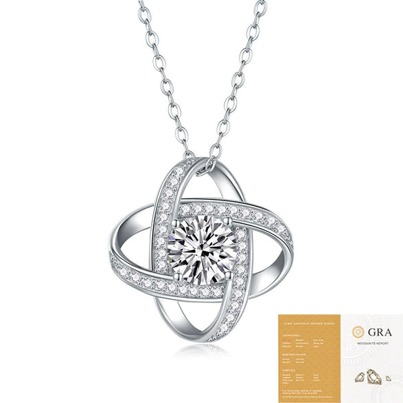 Wholesale S925 Silver Necklace With Geometric Moissanite Pendant And Cross Chain Fashion Women's Accessories