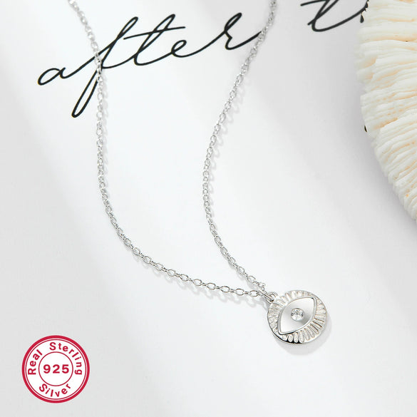 Wholesale S925 Silver Necklace With Retro Simple High End Chain And Devil's Eye Diamond Pendant For Women Electroplated