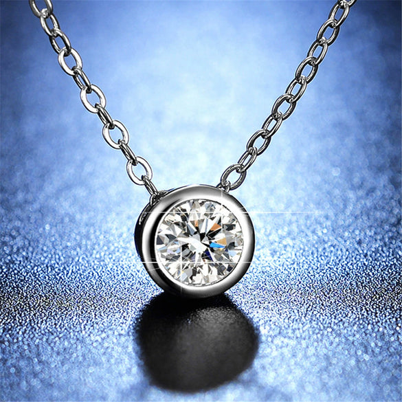 Wholesale S925 Silver Necklace With Rose Gold Electroplated Bubble Pendant Inlaid With Moissanite Geometric Style