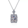 Wholesale S925 Silver Necklace With Sugar Pendant Emerald Cut And Raydean Cut Moissanite Electroplated Geometric Style