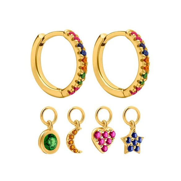 Wholesale S925 Silver Needle And Copper Electroplated Constellation Star Shape Geometric Women's Ring And Earrings Set