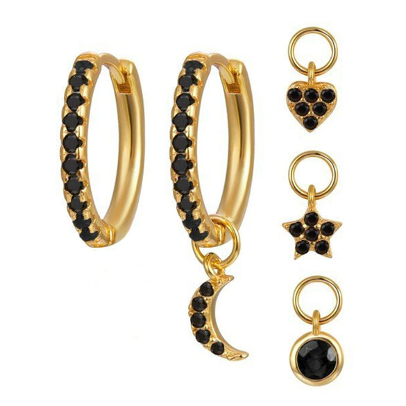 Wholesale S925 Silver Needle And Copper Electroplated Constellation Star Shape Geometric Women's Ring And Earrings Set