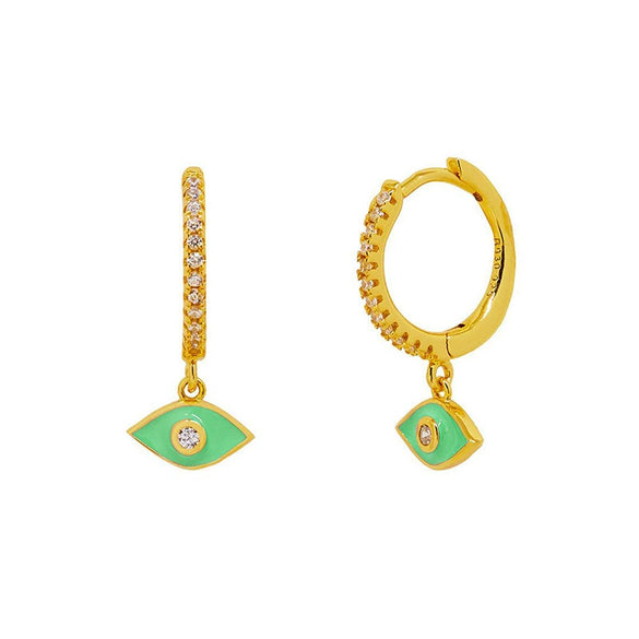 Wholesale S925 Silver Needle Devil's Eye Earrings Geometric Style Electroplated