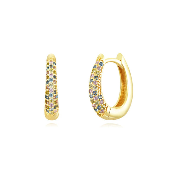 Wholesale S925 Silver Needle Geometric Round Earrings With Rhombus U Shaped Patterns For Women Zirconia Designed