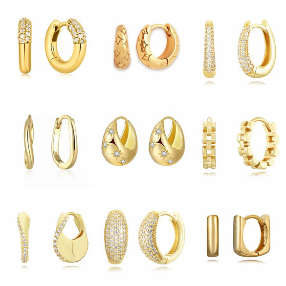 Wholesale S925 Silver Needle Geometric Round Earrings With Rhombus U Shaped Patterns For Women Zirconia Designed