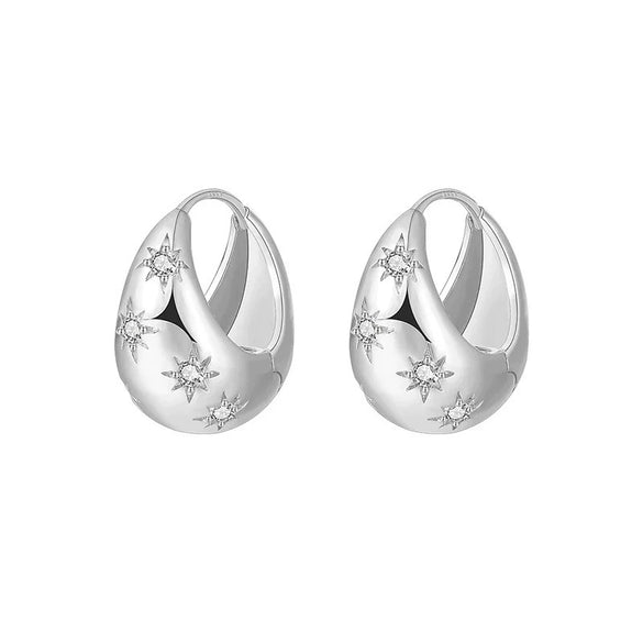 Wholesale S925 Silver Needle Geometric Round Earrings With Rhombus U Shaped Patterns For Women Zirconia Designed