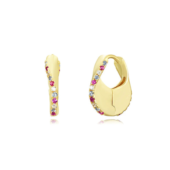 Wholesale S925 Silver Needle Geometric Round Earrings With Rhombus U Shaped Patterns For Women Zirconia Designed