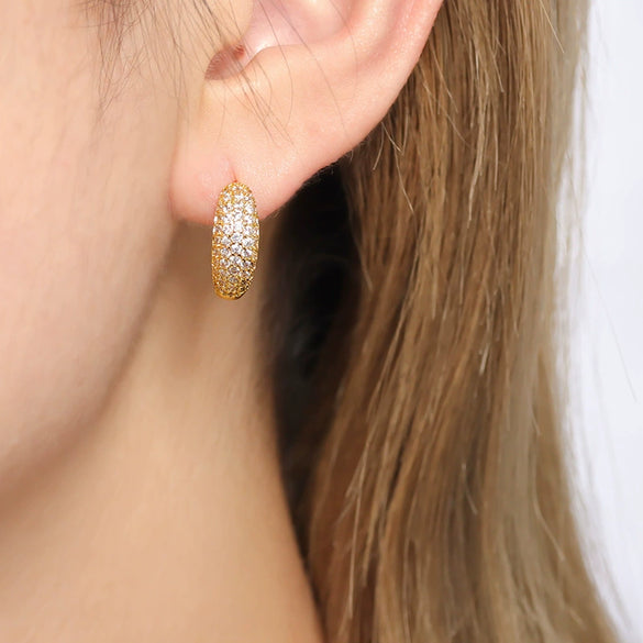 Wholesale S925 Silver Needle Geometric Round Earrings With Rhombus U Shaped Patterns For Women Zirconia Designed