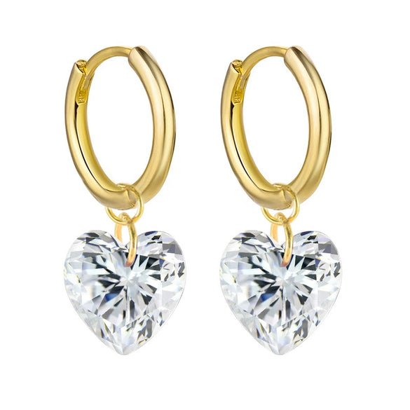 Wholesale S925 Silver Needle Love Ear Buckle Earrings With Heart Design And Zirconia For Women In Ins Style