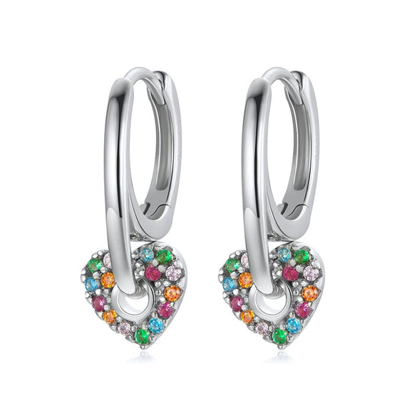 Wholesale S925 Silver Needle Love Ear Buckle Earrings With Heart Design And Zirconia For Women In Ins Style