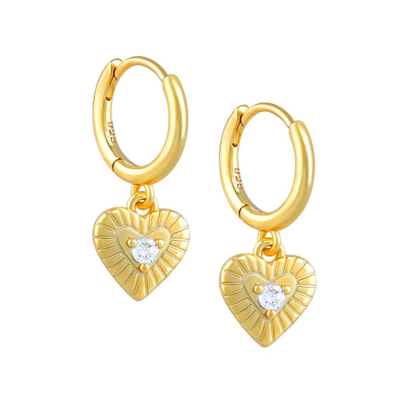 Wholesale S925 Silver Needle Love Ear Buckle Earrings With Heart Design And Zirconia For Women In Ins Style