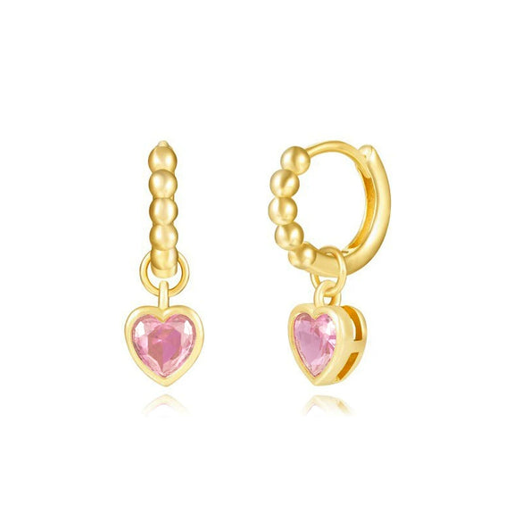 Wholesale S925 Silver Needle Love Ear Buckle Earrings With Heart Design And Zirconia For Women In Ins Style