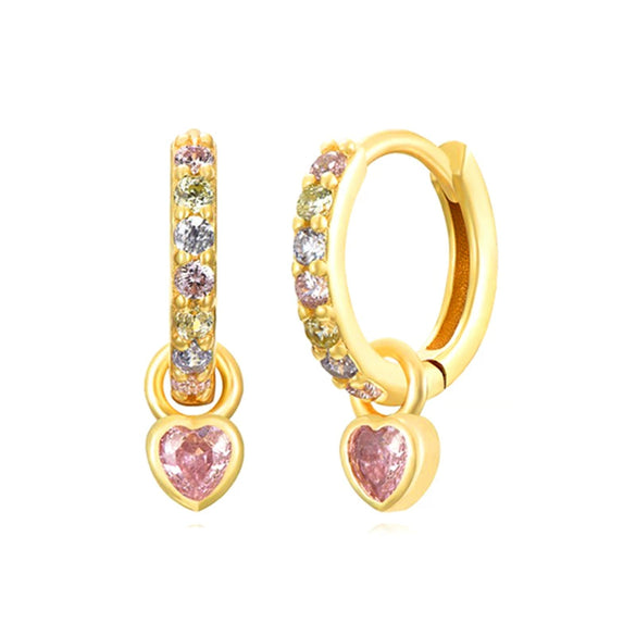 Wholesale S925 Silver Needle Love Ear Buckle Earrings With Heart Design And Zirconia For Women In Ins Style