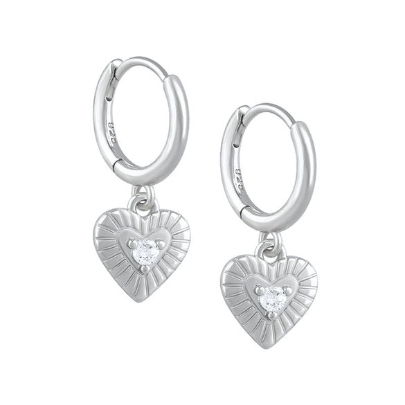 Wholesale S925 Silver Needle Love Ear Buckle Earrings With Heart Design And Zirconia For Women In Ins Style