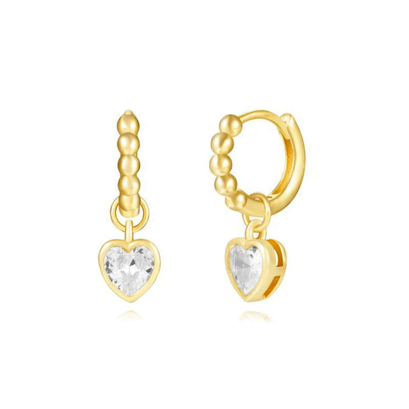 Wholesale S925 Silver Needle Love Ear Buckle Earrings With Heart Design And Zirconia For Women In Ins Style