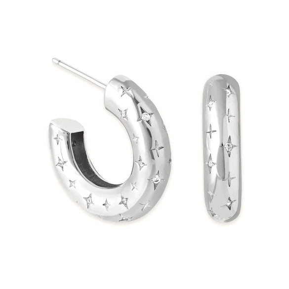 Wholesale S925 Silver Needle Metal Style Crushed Zirconium C Shaped Star And Moon Earrings For Women With Diamond Treatment