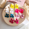 Wholesale S925 Silver Needle Multicolor Flower Ear Studs Alloy Electroplated Fashion Jewelry