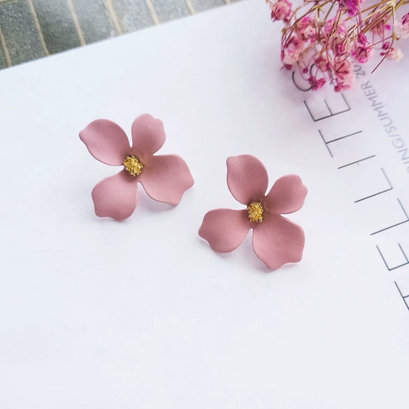 Wholesale S925 Silver Needle Multicolor Flower Ear Studs Alloy Electroplated Fashion Jewelry