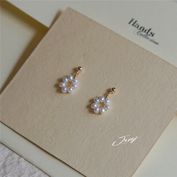 Wholesale S925 Silver Needle Simple Mini Natural Pearl Round Earrings For Women