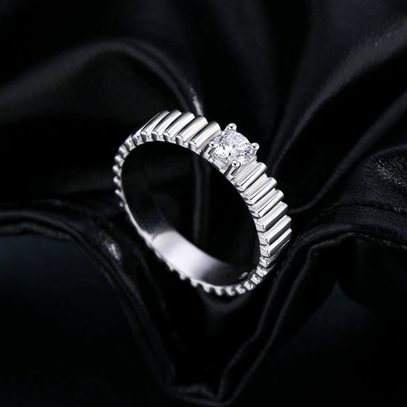 Wholesale S925 Silver Neutral Style Geometric Joker Ring With Mosan Diamond For Women
