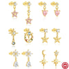 Wholesale S925 Silver Niche Design Powder Zirconium Five Petal Flower Geometric Pattern Elegant All Match Women's Earrings