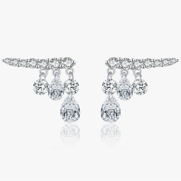 Wholesale S925 Silver Old Money Style Shiny Water Drop Pendant Rif Drill Broken Drill Earrings For Women