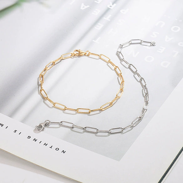 Wholesale S925 Silver Pclip Cuban Bracelet With Geometric Pattern Electroplated For Women Simple High End Light Luxury And Trendy