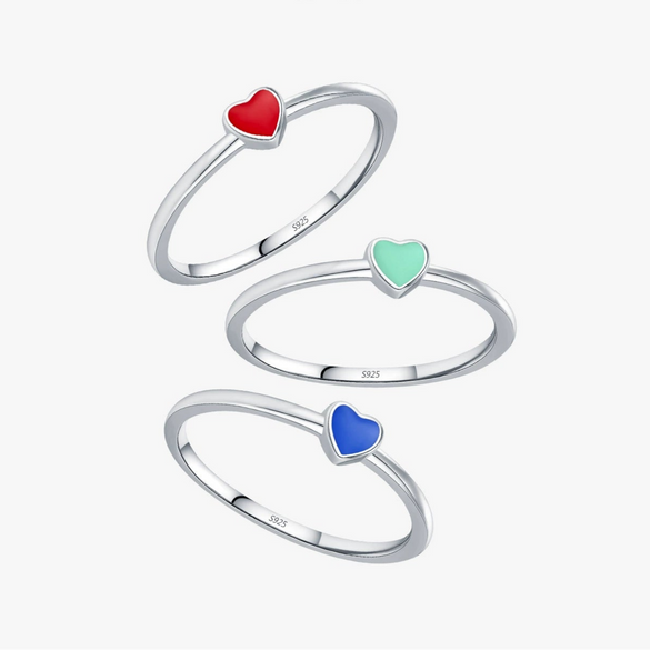 Wholesale S925 Silver Peach Heart Dopamine Enamel Electroplated Ring For Women