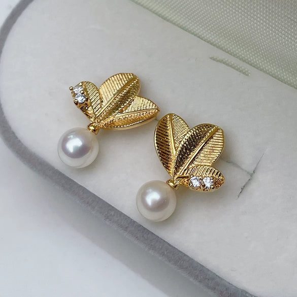 Wholesale S925 Silver Pearl Earrings Gold Plated Drop Shape For Women