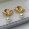 Wholesale S925 Silver Pearl Earrings Gold Plated Drop Shape For Women