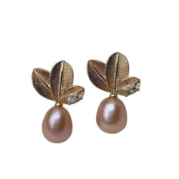 Wholesale S925 Silver Pearl Earrings Gold Plated Drop Shape For Women