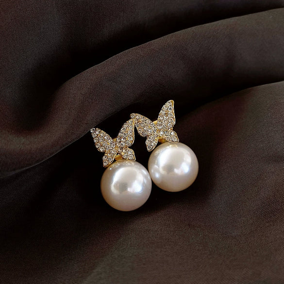 Wholesale S925 Silver Pearl Electroplated Alloy Flower Water Drop Cat's Eye Earrings For Women