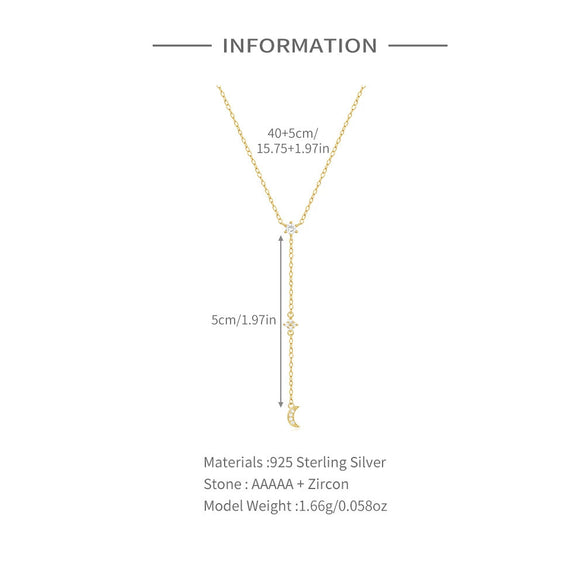 Wholesale S925 Silver Pearl Y Shaped Pendant Necklace With Star Moon Design O Chain Electroplated Geometric Style For Women