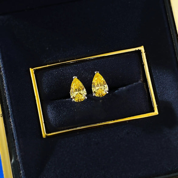 Wholesale S925 Silver Pearshaped High Carbon Diamond Cutting Simulation Diamond Drop Earrings For Women With Electroplating And Geometric Style