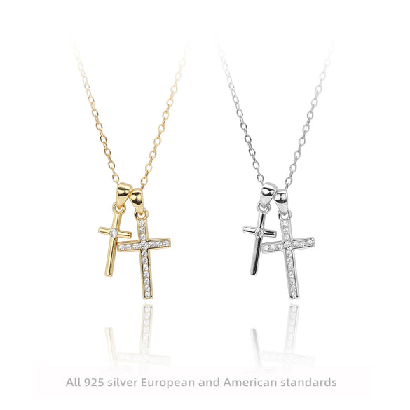 Wholesale S925 Silver Personality Double Cross Ushape Clavicle Necklace For Women With Electroplating