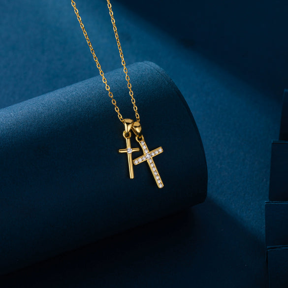 Wholesale S925 Silver Personality Double Cross Ushape Clavicle Necklace For Women With Electroplating