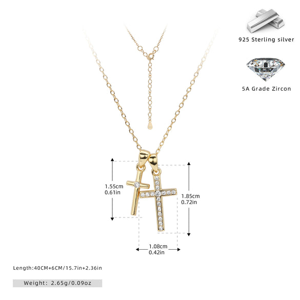 Wholesale S925 Silver Personality Double Cross Ushape Clavicle Necklace For Women With Electroplating